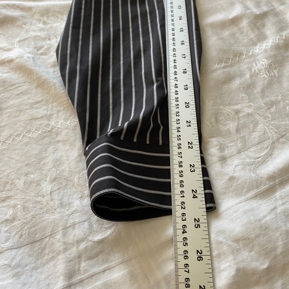 Leo Chevalier Design Men's Black/Gray Stripe Long Sleeve Button Dress Shirt 17.5 - Picture 8 of 10
